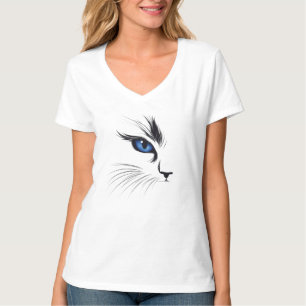 Camiseta Cara de Gato Ojo Azul Amante de Gatos Modernos