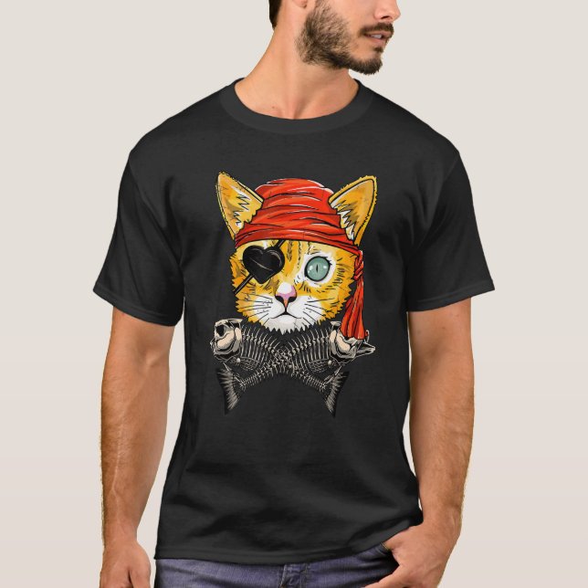 Camiseta Cara de gato pirata, joder, Roger Flag Halloween C (Anverso)