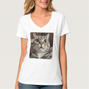 Camiseta Cara de Gato Sorprendido, Foto de Gato