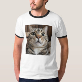 Camiseta Cara de Gato Sorprendido, Foto de Gato