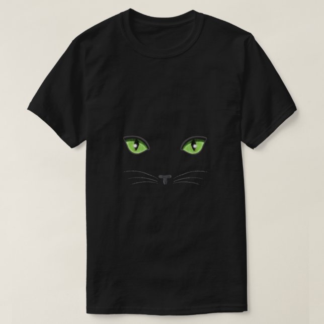 Camiseta Cara de gato verde de gato negro (Diseño del anverso)
