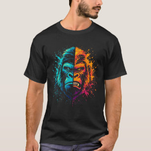 Camiseta Cara de Gorila Pop Art con Salpicaduras de Pintura