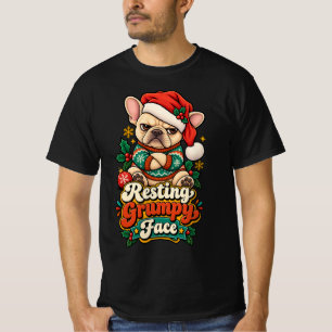 Camiseta Cara de gruñón descansando Bulldog Francés Navidad