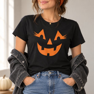 Camiseta Cara de Jack O Lantern Femenina para Halloween de