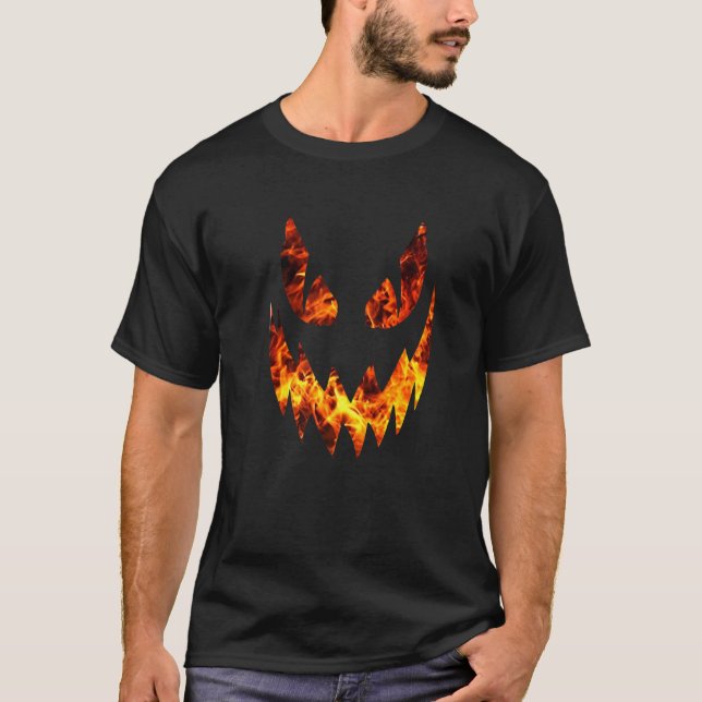 Camiseta Cara de Jack O Lantern Fuego Furioso (Anverso)