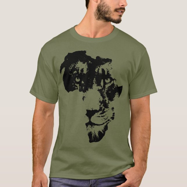 Camiseta Cara de león africana | Cultura Safari | Mapa de Á (Anverso)