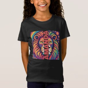 Camiseta Cara de león arcoiris de color animal salvaje