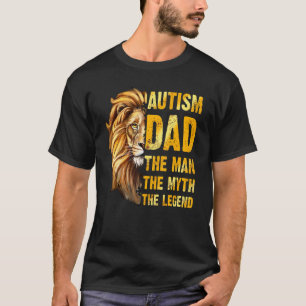 Camiseta Cara de León Autismo Papá El Hombre El Mito La Ley