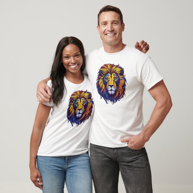 Camiseta Cara de león colorida (Unisexo)
