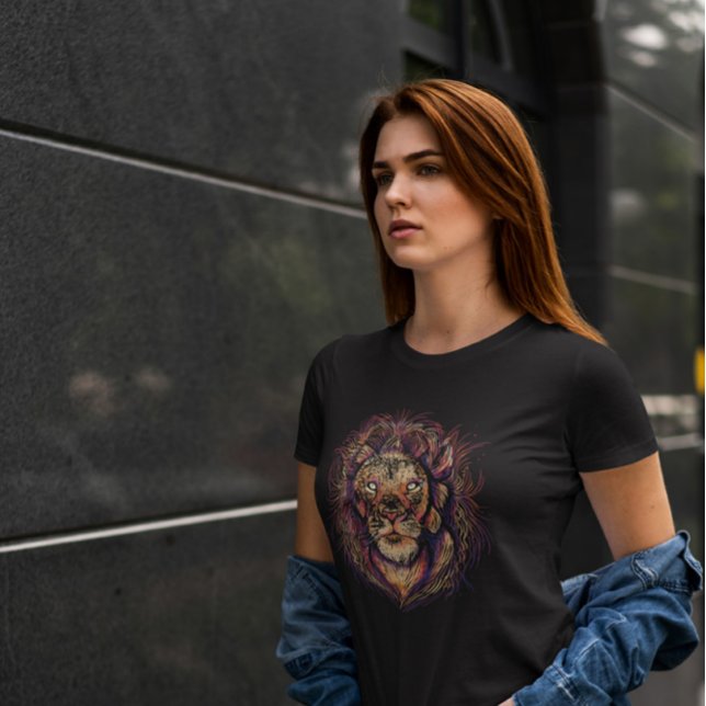 Camiseta Cara de león colorida (Subido por el creador)