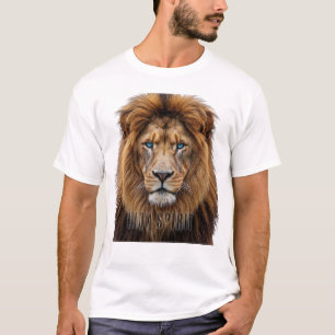 Camiseta Cara de León Majestuoso con Ojos Azules   Anima Fa