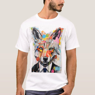 Camiseta Cara de Lobo con Geométrico Abstracto