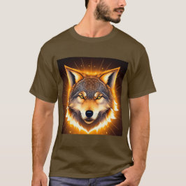 Camiseta Cara de Lobo Radiante Iluminada por Luz Dorada