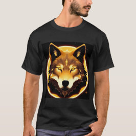 Camiseta Cara de Lobo Radiante Iluminada por Luz Dorada