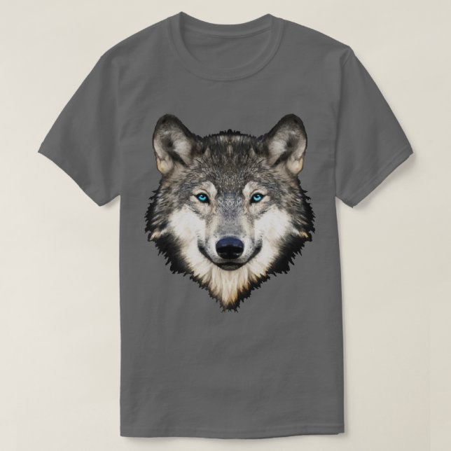 Camiseta Cara de lobo realista (Diseño del anverso)