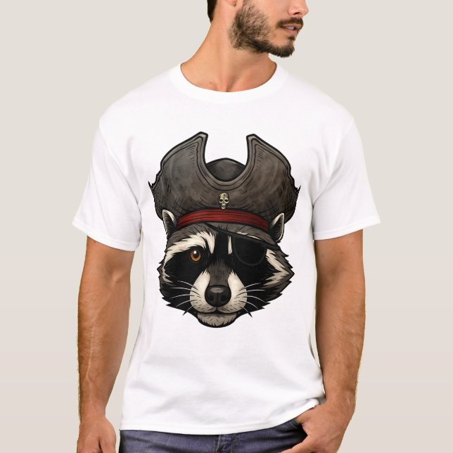 Camiseta Cara de mapache pirata con Eyepatch (Anverso)