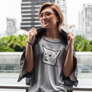 Camiseta Cara de meme de gato blanco