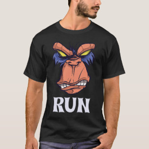 Camiseta Cara de mono enojado dice correr camino corriendo