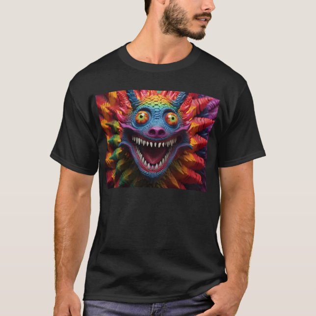 Camiseta Cara de monstruo en colores arcoiris (Anverso)