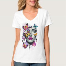 Cara de mujeres y mariposas, fantasía