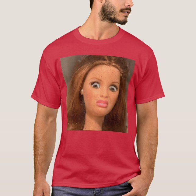 Camiseta Cara de muñeca divertida asquerosa amigo chico mem (Anverso)