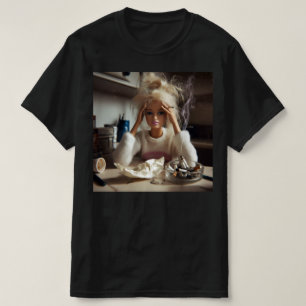 Camiseta Cara de muñeca divertida y angustiada meme fumando