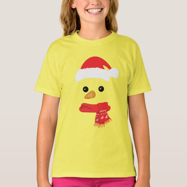 Camiseta Cara de muñeco de nieve divertida Feliz Navidad Fa (Anverso)