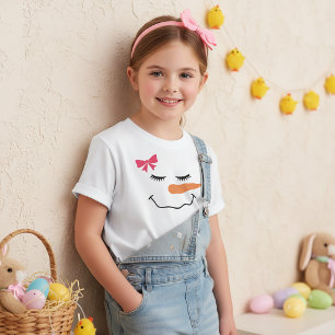 Camiseta Cara de Muñeco de Nieve Sonriente con Cin