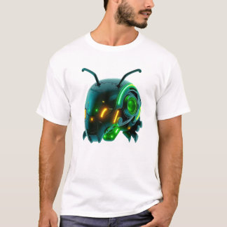 Camiseta Cara de oruga flotante neón robótica