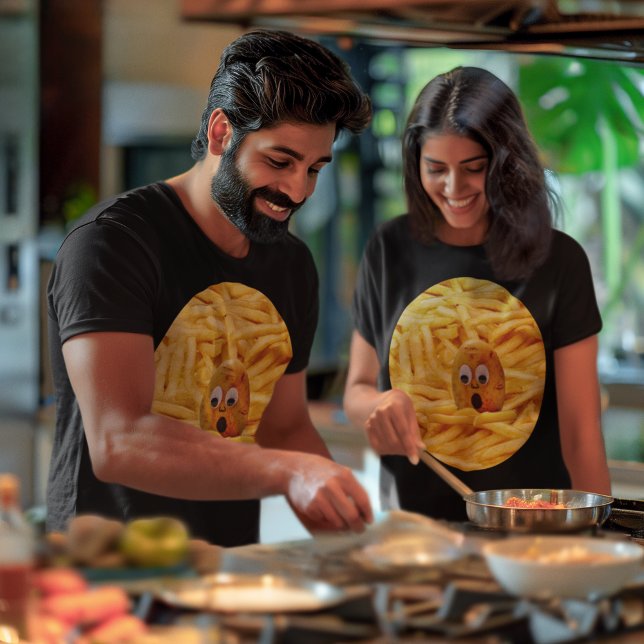 Camiseta Cara de papa divertida de duelo por el Unisex de l (Funny Potato Face Mourning the French Fries Unisex T-Shirt)