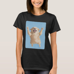 Camiseta Cara de Perro Adorable Golden Retriever Azul
