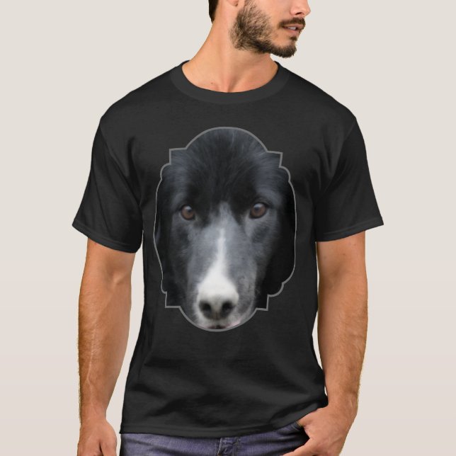 Camiseta Cara de perro Border Collie negro (Anverso)