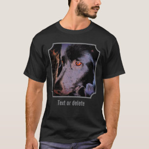 Camiseta Cara de perro Border Collie negro arte abstracto