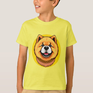 Camiseta Cara de perro Chow Chow sonriente y cadena de oro