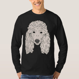 Camiseta Cara de perro de caniche dibujada pieles blancos