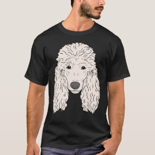 Camiseta Cara de perro de caniche dibujada pieles blancos