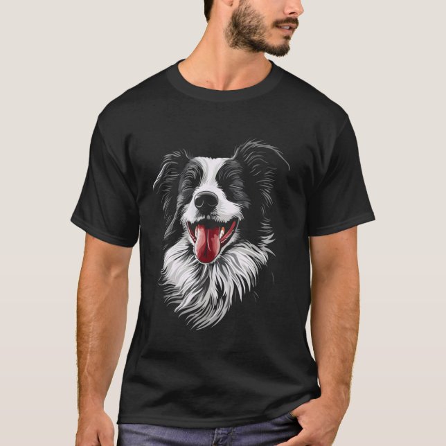 Camiseta Cara de perro divertida de Border Collie (Anverso)