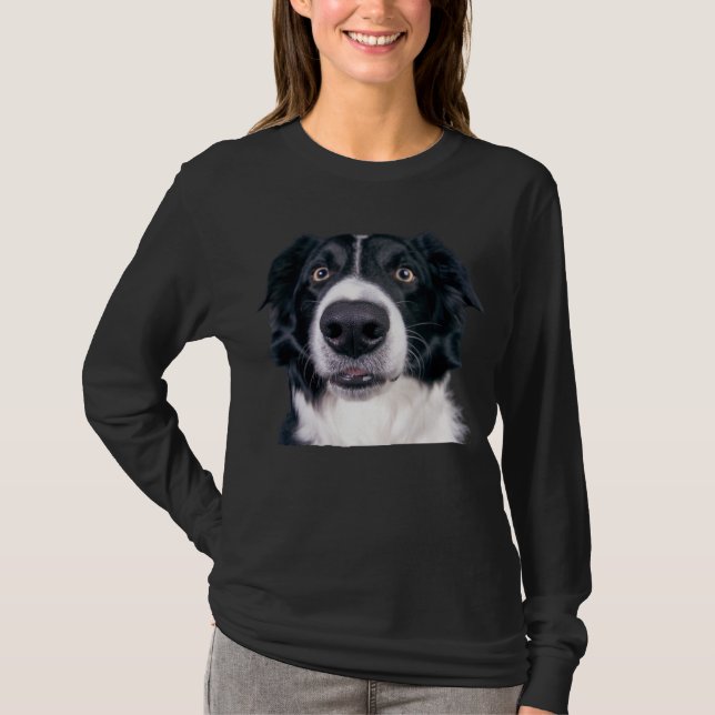 Camiseta Cara de perro negra y blanca (Anverso)