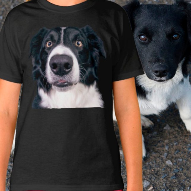 Camiseta Cara de perro negra y blanca (Subido por el creador)