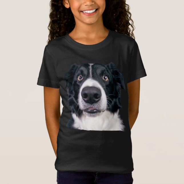 Camiseta Cara de perro negra y blanca (Anverso)