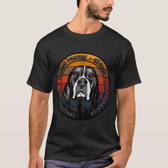 Camiseta Cara de perro retro puesta de sol angustiado Point (Anverso)