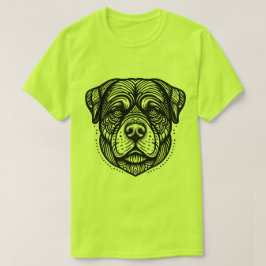 Camiseta Cara de perro Rottweiler - Arte de línea negra