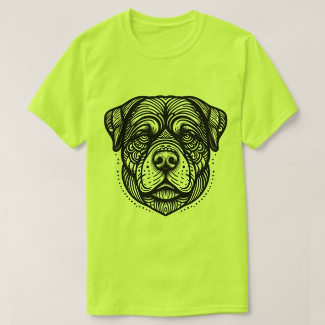 Camiseta Cara de perro Rottweiler - Arte de línea negra (Diseño del anverso)