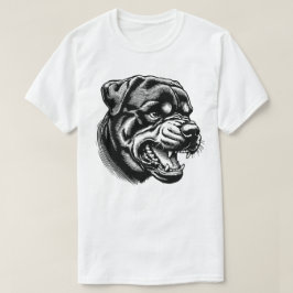 Camiseta cara de perro Rottweiler enojado - arte de línea