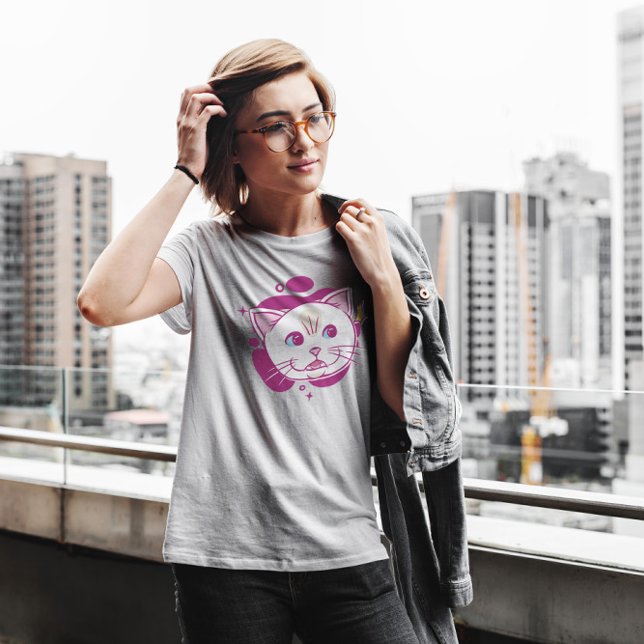 Camiseta Cara de Personalizado de gato blanco (Subido por el creador)
