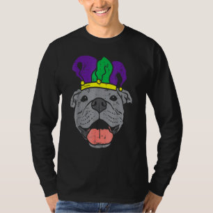 Camiseta Cara de Pitbull Bufón Mardi Gras Pittie Perro Homb