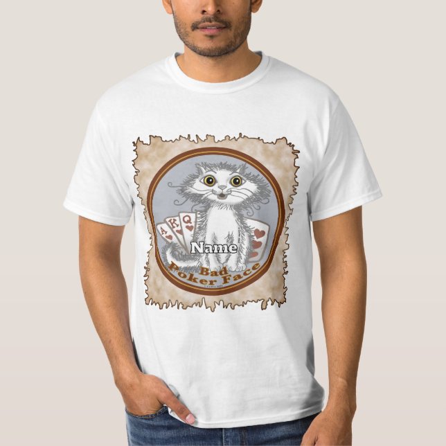 Camiseta Cara de póquer del gato Scraggles (Anverso)