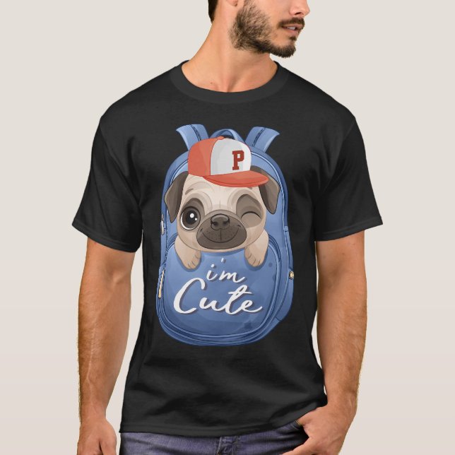 Camiseta Cara de Pug Adorable Perro (Anverso)