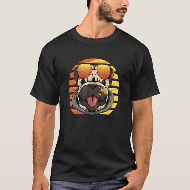 Camiseta Cara de Pug Vintage Genial (Anverso)