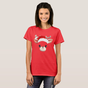 Camiseta Cara de Reno Divertida Feliz Navidad Familia